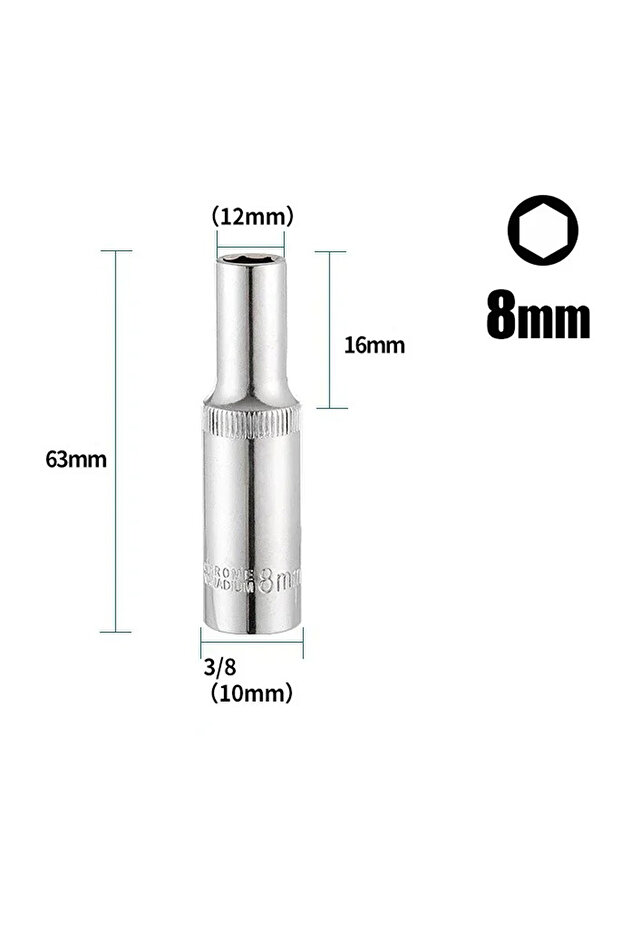 8mm 8-24mm 3/8Drive Deep Socket Set Hand Tools Long Socket Hex Repair Tool For Impact-Drivers And So