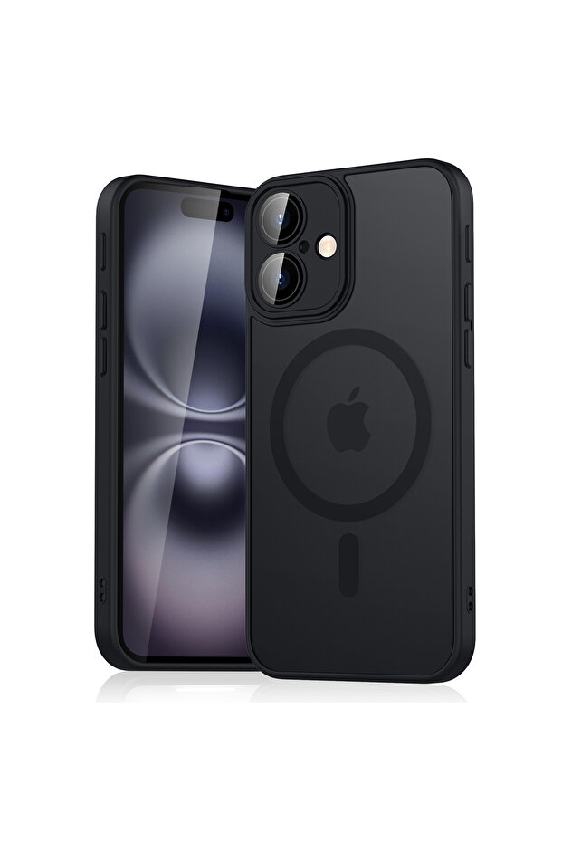 جراب فاخر أسود مغناطيسي شفاف غير لامع مقاوم للصدمات لهاتف iPhone 16 iPhone 11 12 13 14 1