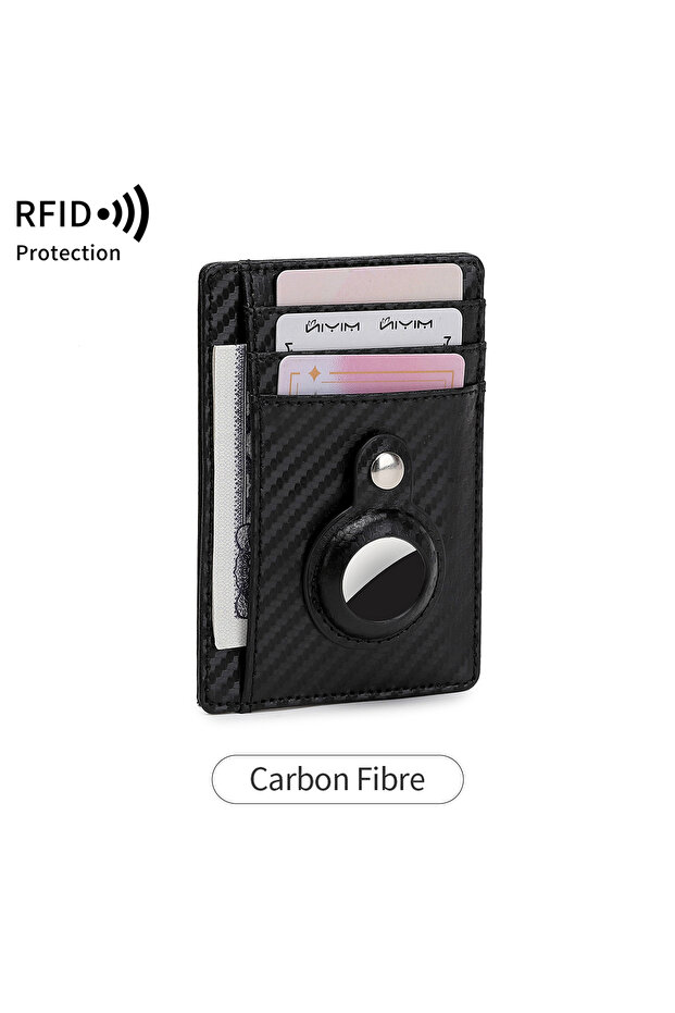 محفظة KB431 من ألياف الكربون لحجب إشارات RFID، حافظة رفيعة للغاية وبسيطة لـ Airtag، حامل بطاقات الهوية للرجال