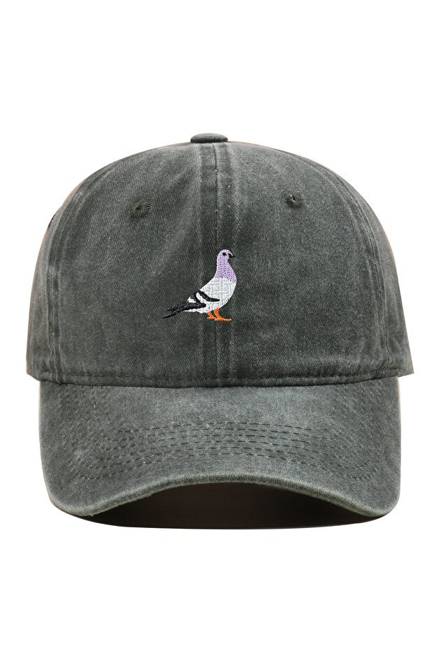 army green Baseball cap suitable for all seasons, pigeon embroidery pattern, men's and women's daily