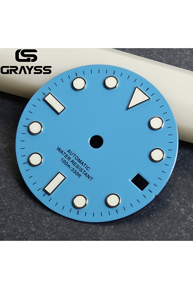 case 28.5mm For SUB Ice Blue Watch Dial Blue Luminous for NH35/NH36/4r35/4r36 Movement DIY Watch Mod