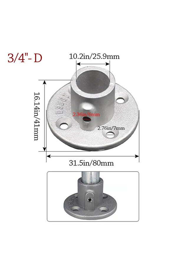 3-4--- D New 1\2''/3\4" Pipe Fitting Connector Aluminum Alloy Steel Circular Frame Fasteners DIY Cor