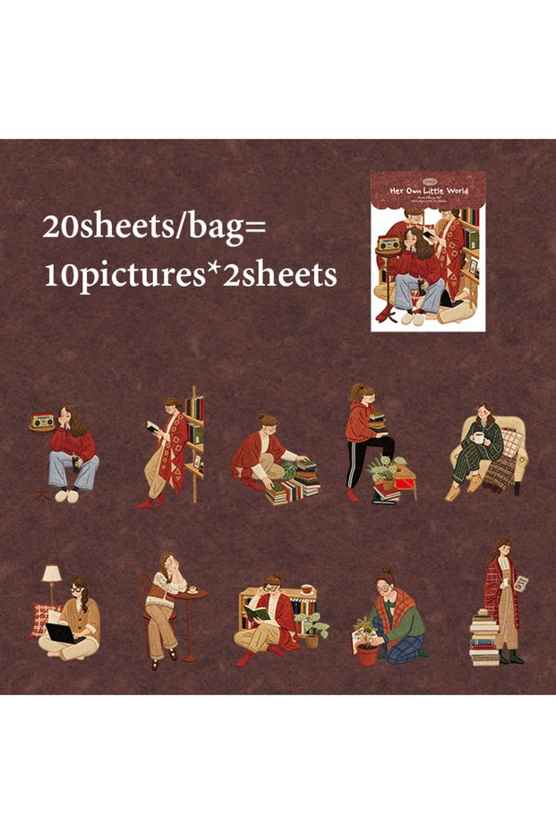 S31047-4 Mr.Paper 20Pcs/Bag Character Theme Embossed Texture No White Border Stickers for Journal Sc