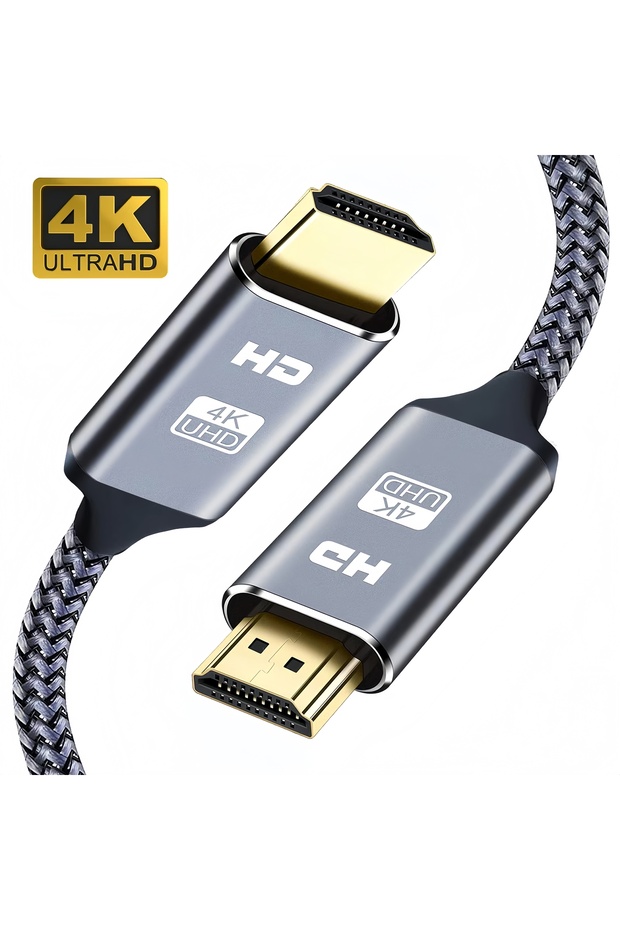 كابل HDMI 2.0 رمادي بطول مترين، بدقة 4K HDR عالية السرعة مع إيثرنت - 3D/ARC/PS5/PS4/Xbox/Fire TV/Blu-ray Player