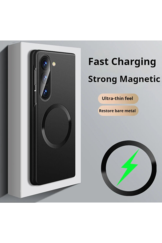 Galaxy Z Fold7 black Ultra Thin Matte Metallic Paint Case For Z Fold 7 6 5 4 3 Magnetic Wireless C