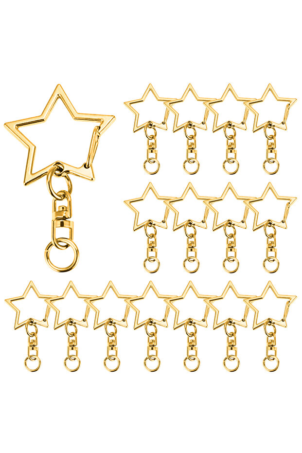 5 Sets Golden 5/15/25/50 Sets Star Shaped Snap Keychain Lobster Claw Clasp with Hanging Buckle Jump