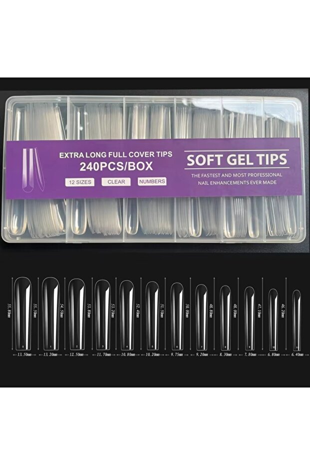 Square 240 Pieces XXL Fake Nails Extra Long Ballet Nails Press-On Nails Full Cover Matte Gel Nail Ti