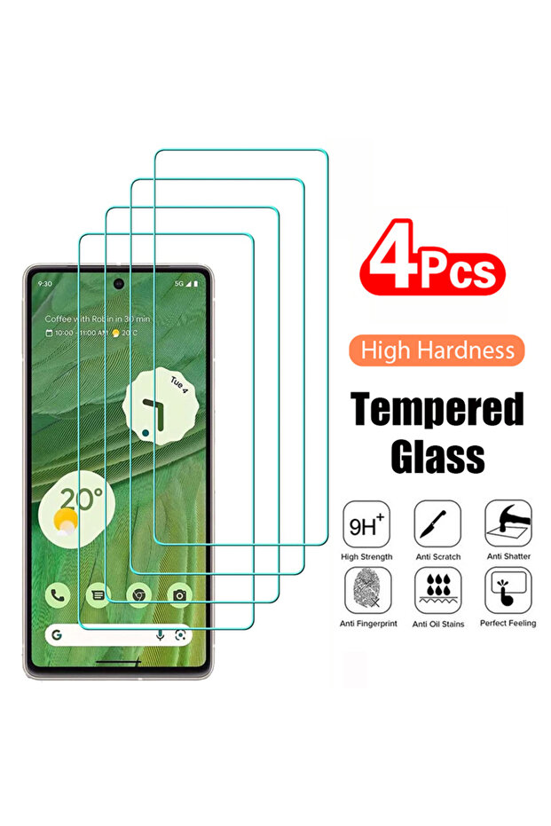4 قطع لـ Pixel 8 Pro، 4 قطع زجاج مقوى لـ Google Pixel 9 10 8 Pro 9A 8A 7 7A، واقي شاشة شفاف