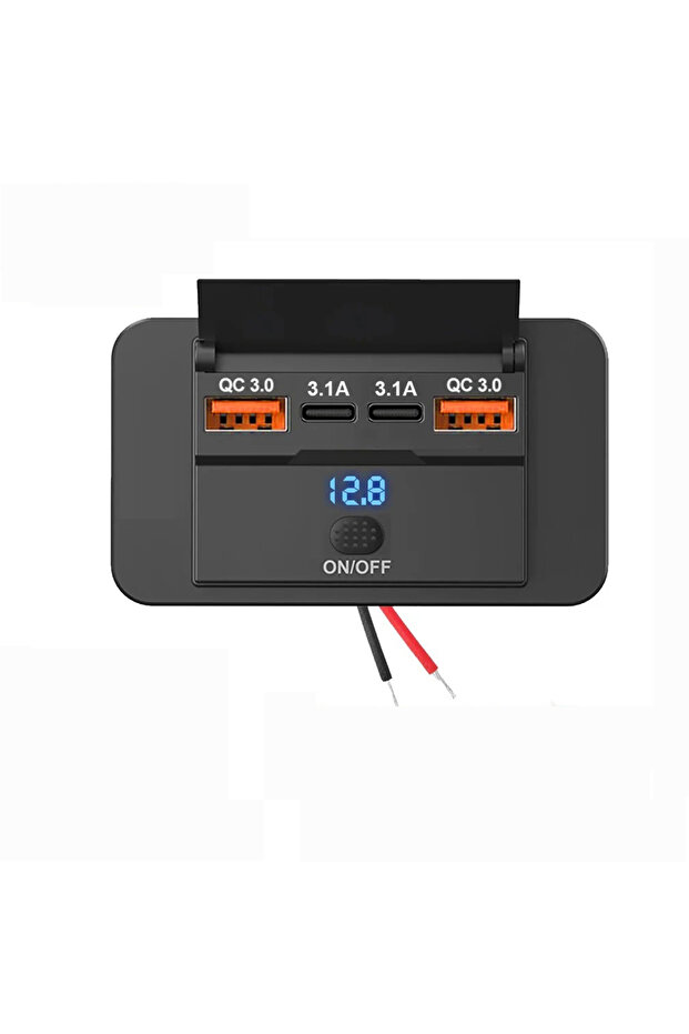 2QC-2PUSB-4Ports Dual PD Dual QC 3.0 USB Car Charger 12V RV USB Outlet Panel 108W Fast Charge Socket
