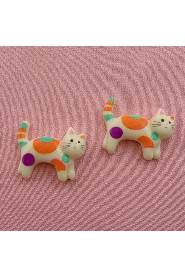 30x24mm(5pcs) 02 DW63 5pcs Cartoon Resin Printed Cat Pendant Printing Animal Charm DIY Jewelry Beads