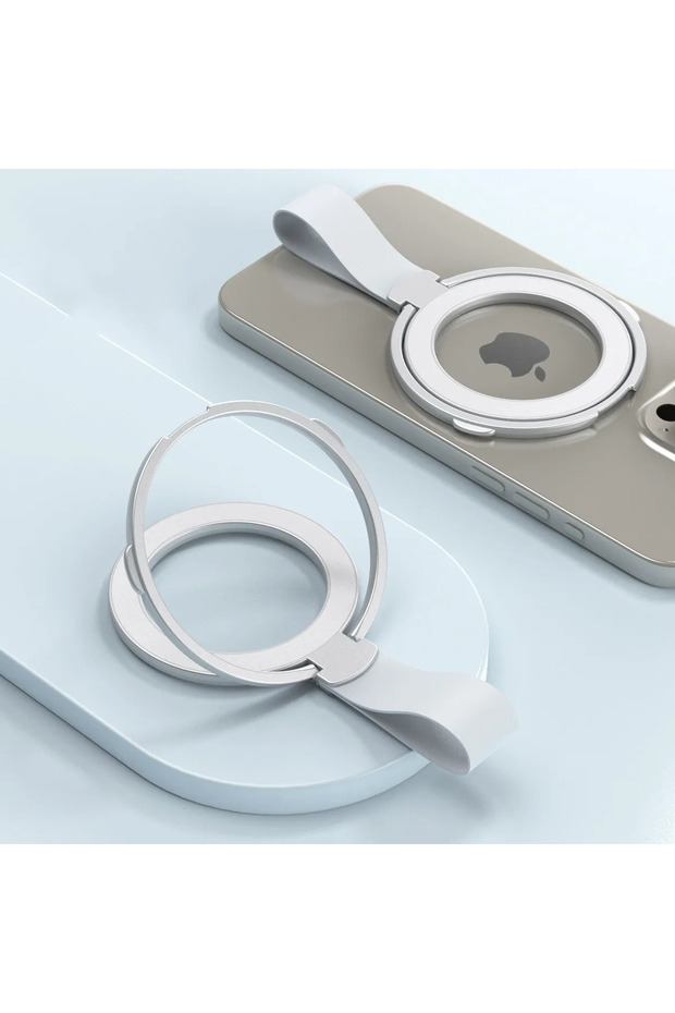 Silvery-Sivery Strap Universal Magnetic Phone Stand Grip Finger Ring Car Magsafe Holder Bracket Hand