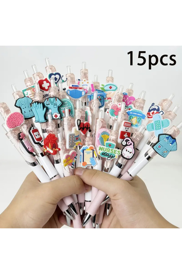 black 15PCS 10/15/25 ballpoint pens, pink medical series gel pens, suitable for doctors, nurses, and