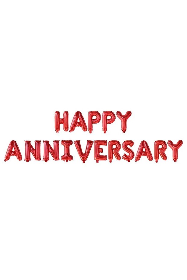 16INCH Red 16pcs/lot Happy Anniversary Letter Foil Balloons Banner Wedding Bridal Shower Anniversary