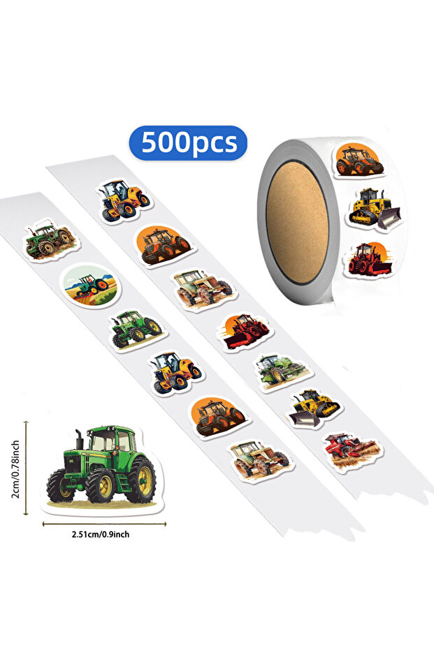 500PCS 500PCS Cartoon Tractor Reward Stickers 10 Different Styles Stickers 2.5cm/1.0in Learning Rewa