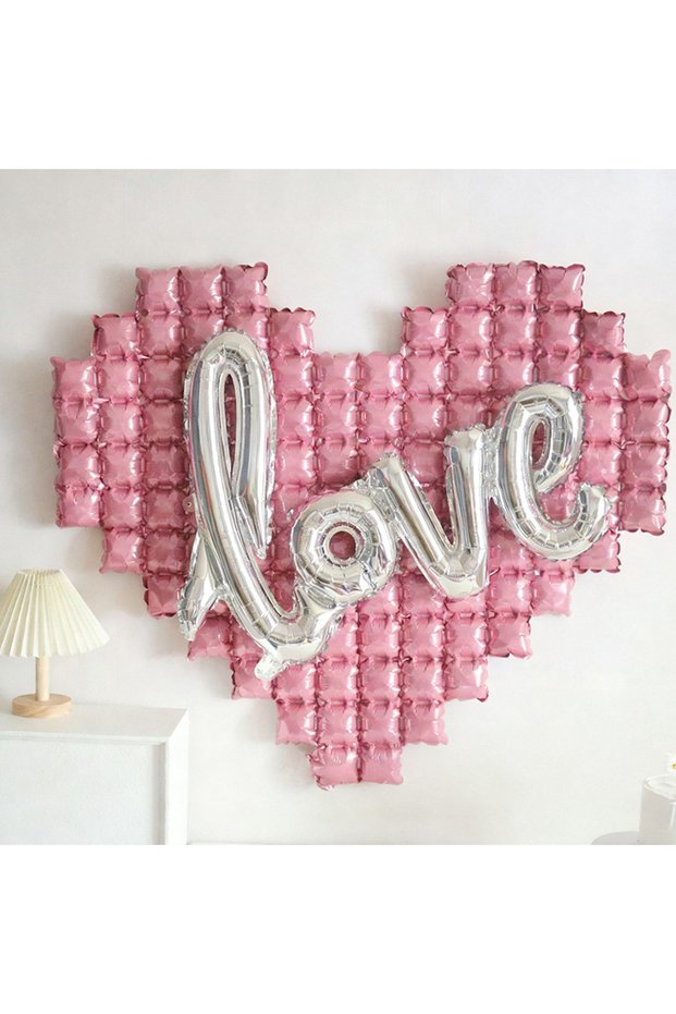 104x90cm Heart-Love2 Checkerboard Heart-Shaped Aluminum Foil Ballons Birthday Party Background Wall