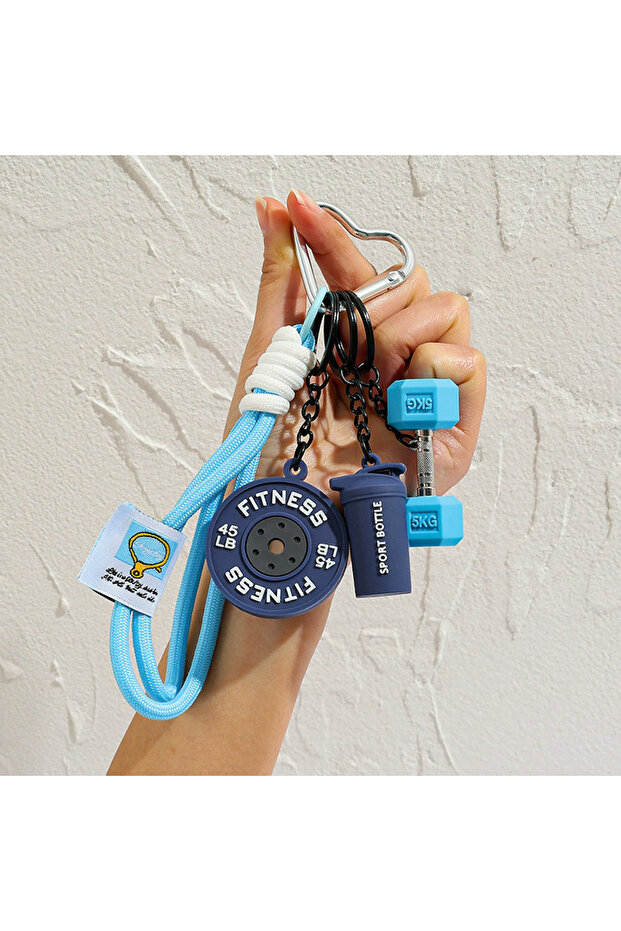 blue Detachable Barbell Plates Keychain Dopamine INS Simulation Dumbbells Keyring Water Cups Creativ