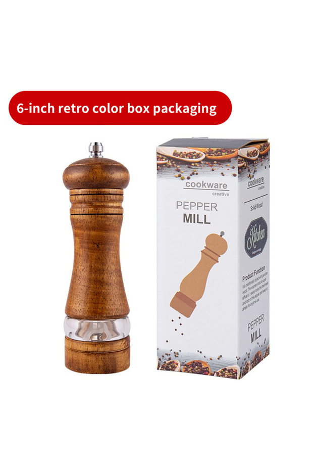 1PC 1PC Manual pepper grinder; Acrylic and wood ceramic core freshly ground pepper powder seas...