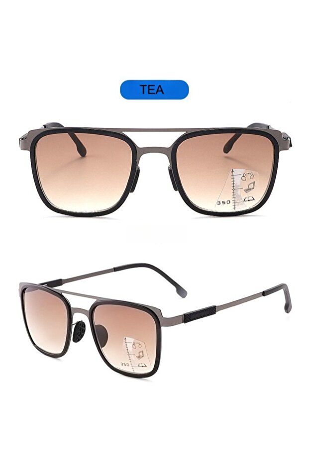 +100 Dark Brown Sunglasses Style Presbyopia Glasses Men's Progressive Multi Focus/distance Dual-use