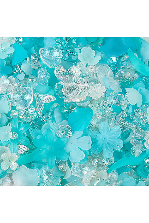 20g Sky Blue 20g/100g Acrylic Assorted Beads Flower Star Butterfly Candy Acrylic Kawaii Beads for D