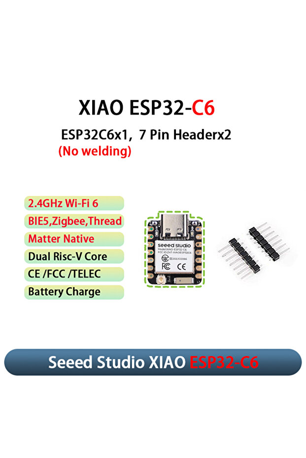 لوحة تطوير ESP32-C6 أصلية من XIAO، وحدة ESP32-C6/C5 بتردد 2.4 جيجاهرتز، تدعم WiFi6 وBLE 5.0، متوافقة مع Arduino Io