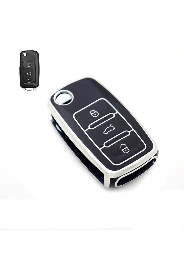 black TPU Car Key Case Car Key Full Cover Protection Bag for VW Volkswagen Polo Tiguan Passat Golf J