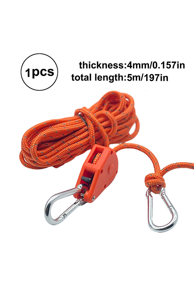 orange 5m 1pc 1pc 5m Reflective Camping Tent Wind Rope Tie Down Tightener Fastening Pulley Ratchet A