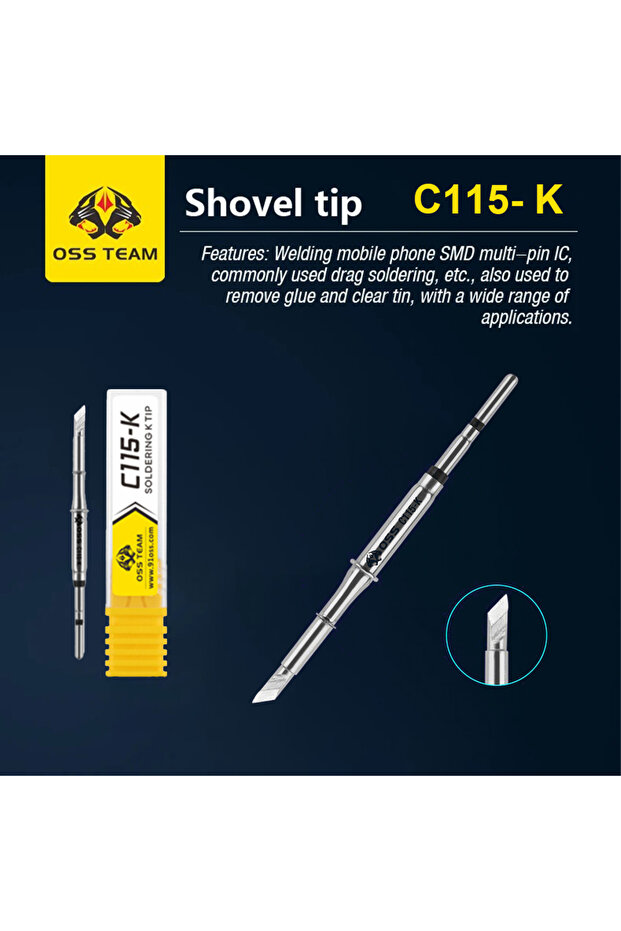 رأس مكواة لحام C115-K OSS C115 عالي الجودة، قلب تسخين سريع لمحطة لحام T115، دقة عالية