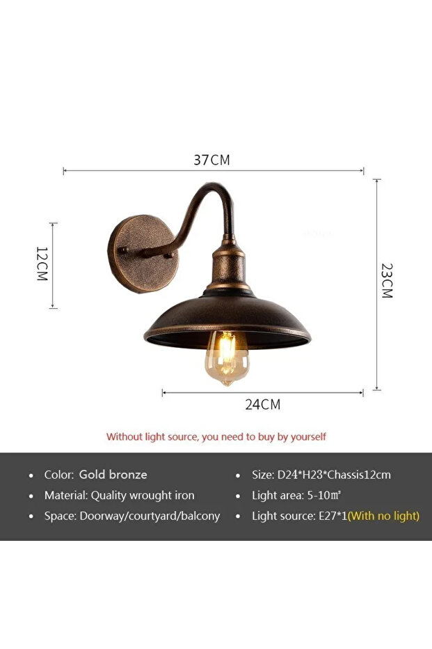 No Bulb A Gold Bronze Retro Waterproof LED Wall Lamp Outdoor Courtyard Villa Garden Balcony Corridor