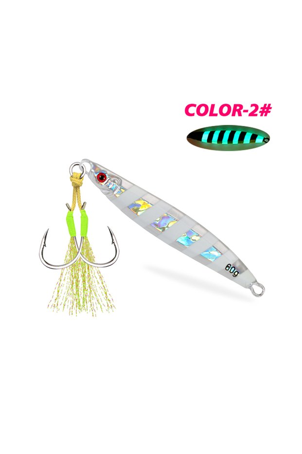 100g COLOR C TOLU New 30g/40g/60g/80g Fast Sinking Jigging Fishing Lure Laser Paper Coating Luminous