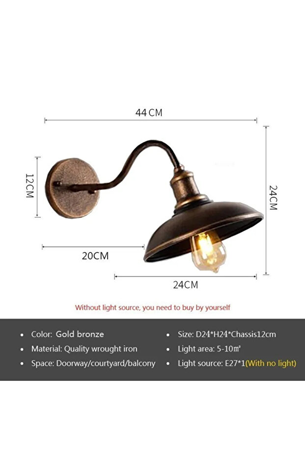 No Bulb B Gold bronze Retro Waterproof LED Wall Lamp Outdoor Courtyard Villa Garden Balcony Corridor