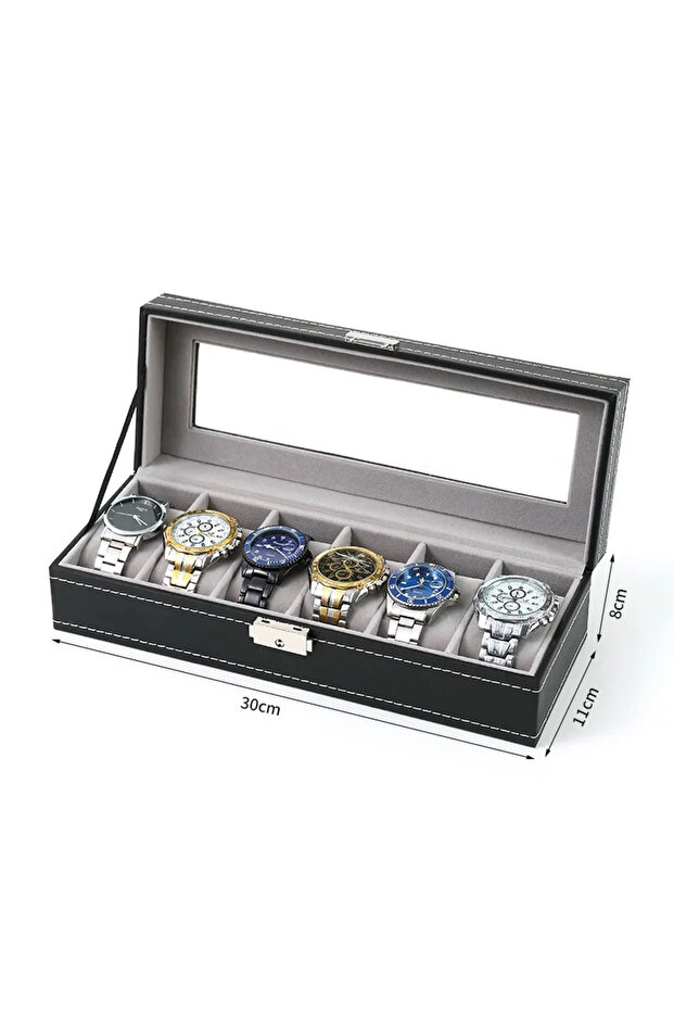 Black 6 solts PU Leather watch box 2/3/4/5/6/8/10/12 Slots Watch Display Case For Men Organizer Jewe