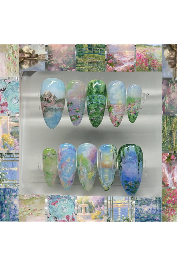 Y20 24pcs Gradient Black False Nails Cute Cartoon Cat's Eye Forest Elf Girl Press On Nails Glossy Al