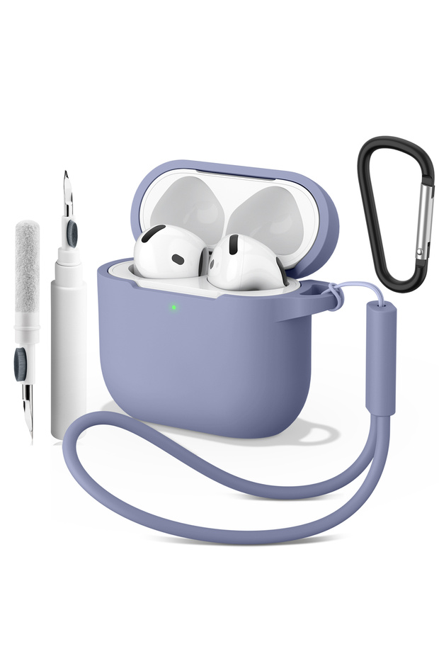 For Airpods 4 Blue grey Soft Silicone Case For Airpods 4 Earphone Cover Wireless Bluetooth Headset