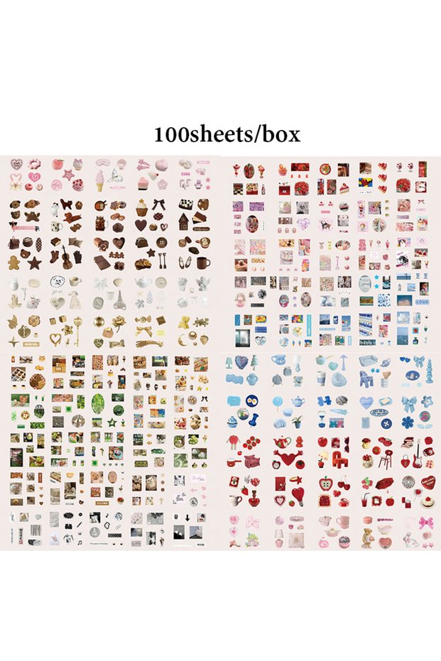 S31039-1 Mr.Paper 100Pcs/Box Ancient Treasures Die-Cut Sticker Gift Box with Adhesive Backing Vintag
