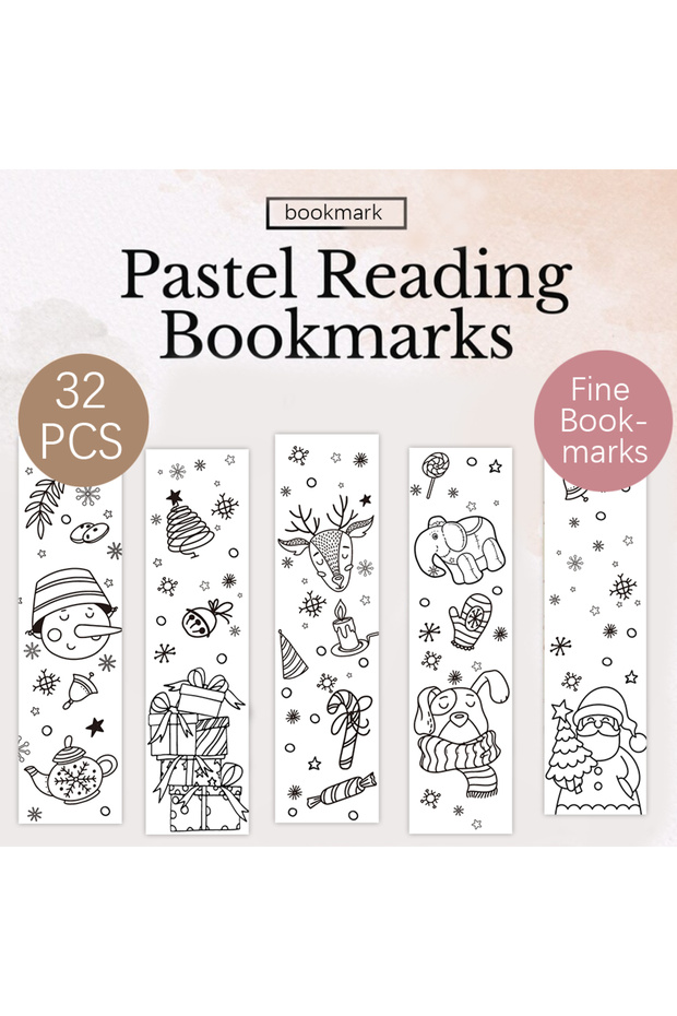 Mixed Color 32, Coloring Bookmarks, Back to School Season, Christmas, Halloween, Teacher's Day, Suit