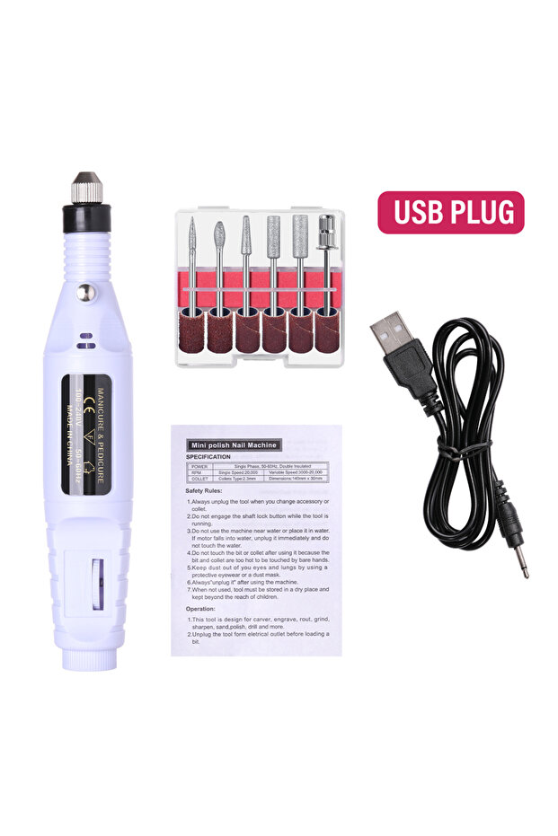 White LULAA Electric Nail Drill Machine Set Pedicure Grinding Equipment Mill For Manicure Professio