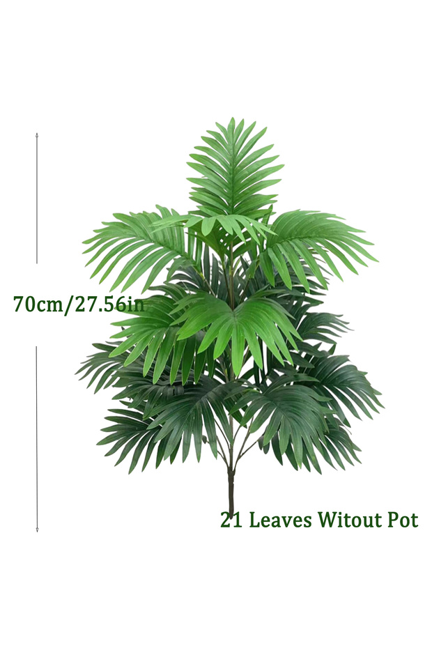 70cm 21Leaves 70-80cm Large Artificial Palm Tree Tropical Green Leaves Fake Plants Plastic Monstera