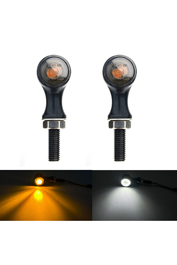 مصباح إشارة انعطاف LED للدراجات النارية بتصميم ريترو E24 بثلاثة أسلاك، مؤشر وامض، ضوء فرامل خلفي 8 مم