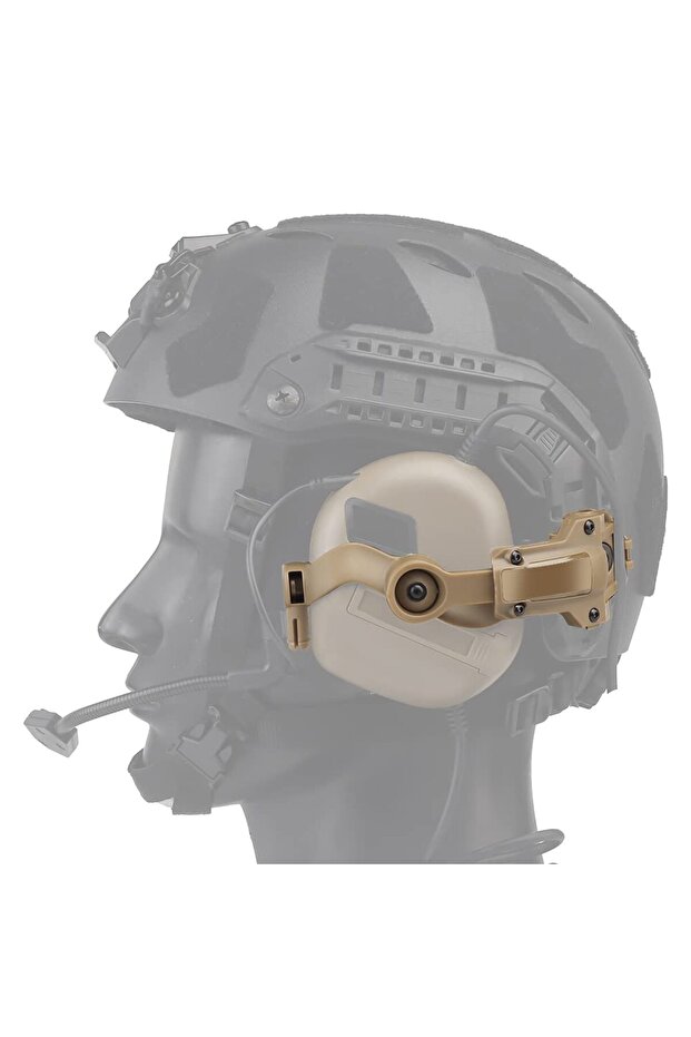 حامل سماعات رأس بني من BOOIU Fast Helmet ARC Wendy Rail مع حامل سماعات رأس متعدد الزوايا