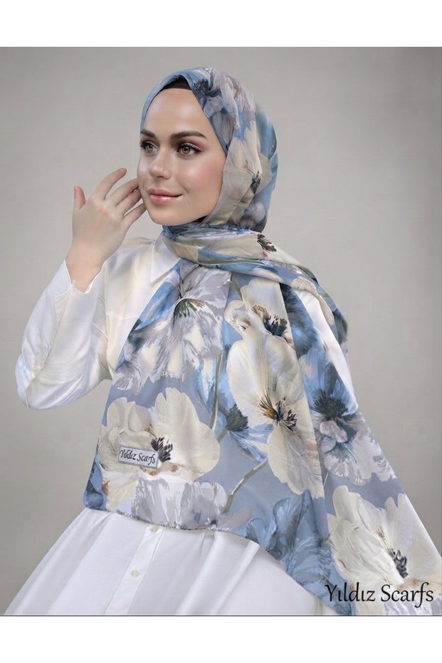 Müjgan Desen Indian Cotton Shawl - Baby Blue