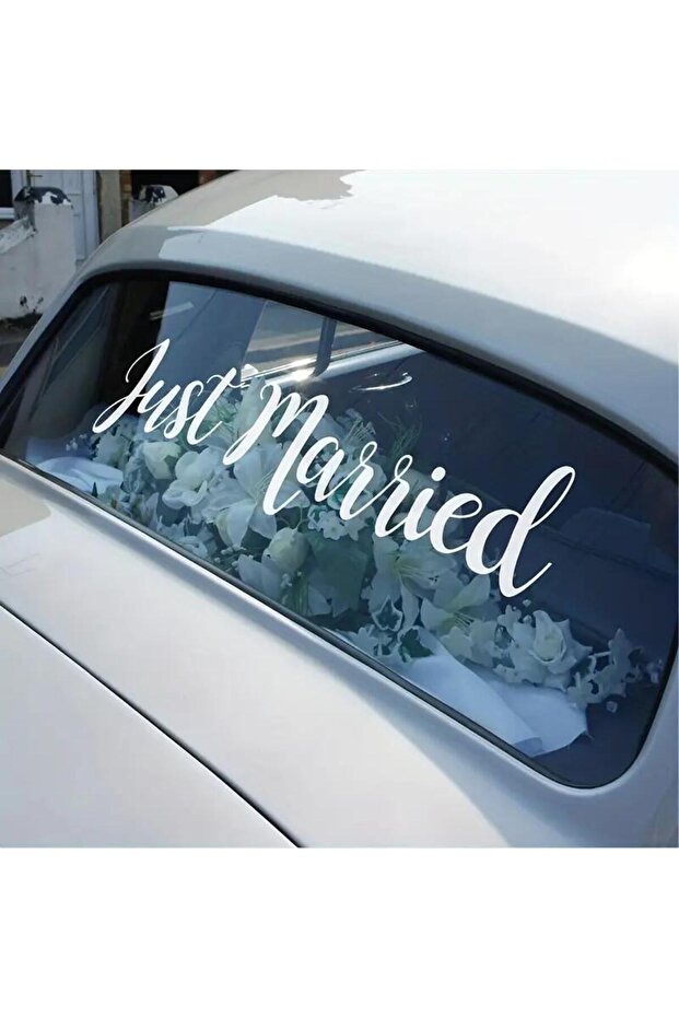 57x12CM white Just Married Make Your Wedding Day Special with Our Wedding Car Sticker Decal Love Hon