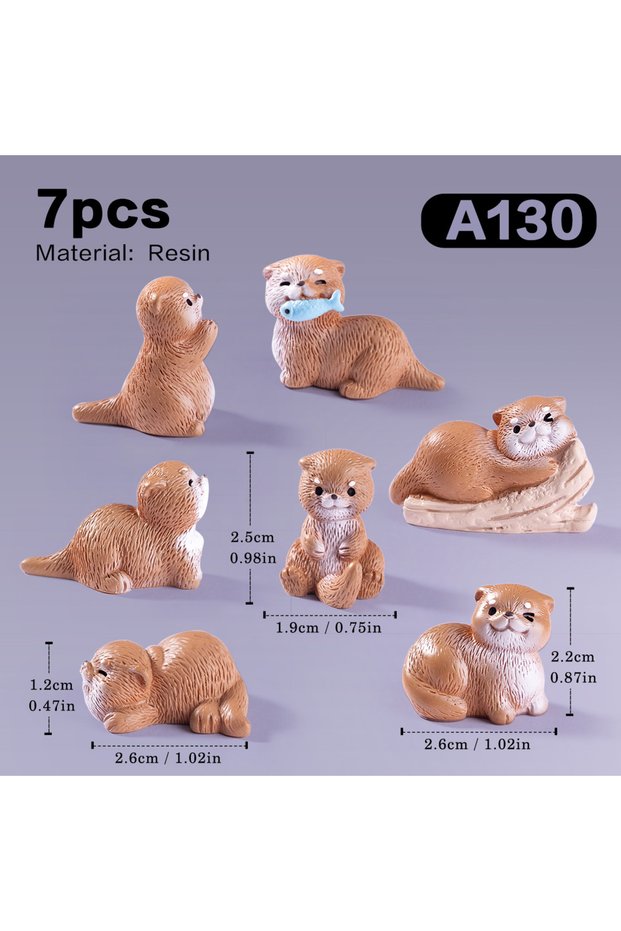7pcs Otters-a 4Pcs New Otter Figurine DIY Landscape Home Kawaii Room Decor Dollhouse Miniature Fairy