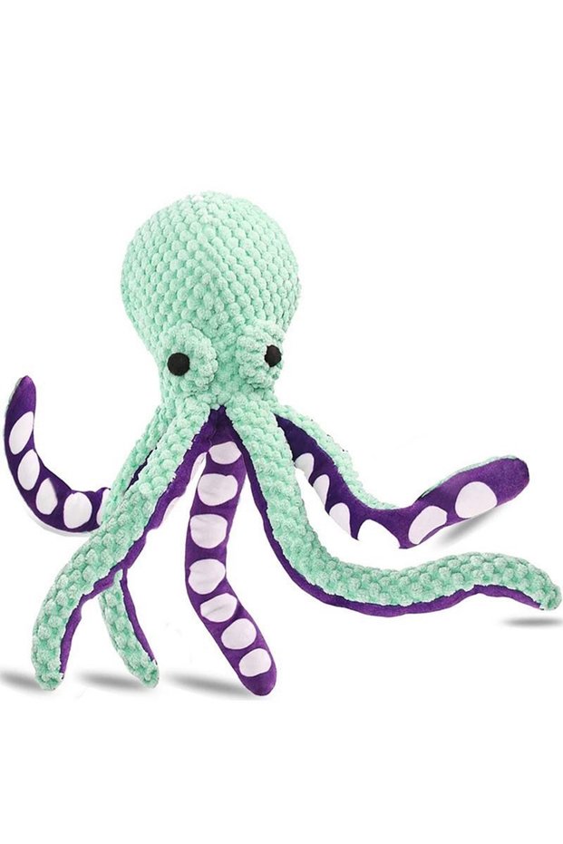 S Blue octopus Dog Pet Plush Octopus Toy Interactive Sound Anti-Demolition Home Large and Small Dog
