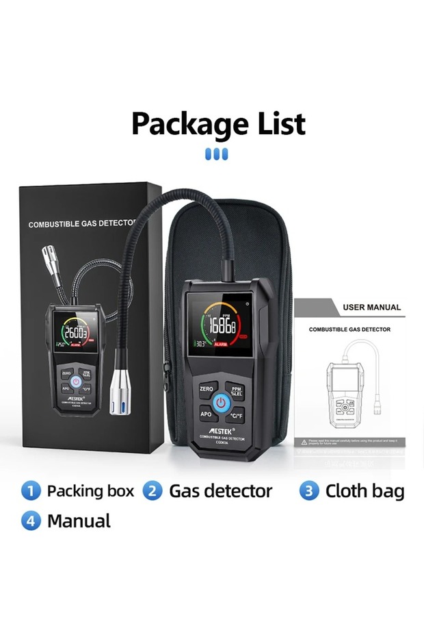 CGD02A CGD02A Combustible Gas Detector Analyzer 50000 PPM 100% LEL Gas Leak Detector LCD Screen Soun