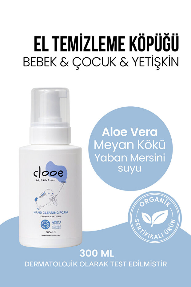 Hand Cleaning Foam 300 ml - Aloe Vera, Licorice & Blueberry Extract - Natural Ingredients - for Baby, Child and Adult Use