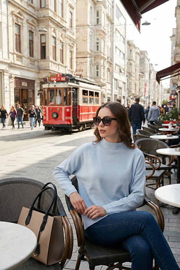 Long Back High Collar Fine Knitwear Sweater SWEATER 4615002