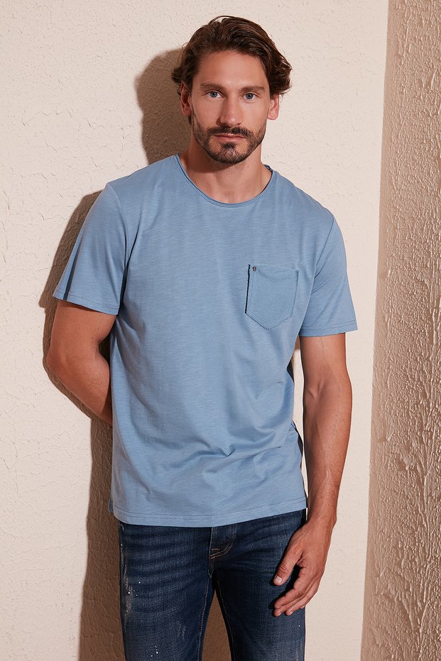 100% Cotton Slim Fit Crew Neck Pocket T Shirt Men's T Shirt 5902000