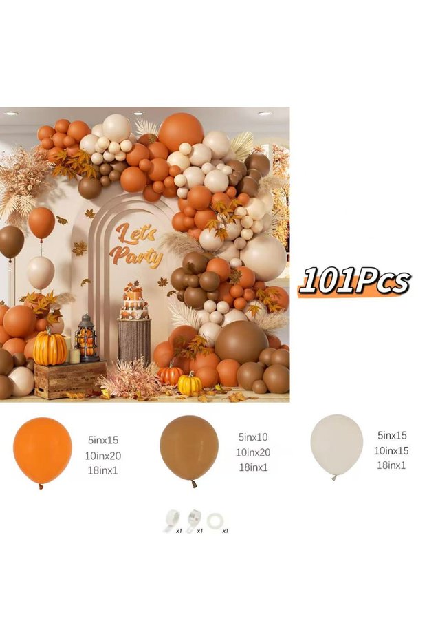Other BL501016-101Pcs 101Pcs Fall Balloons Arch Kit Burnt Orange Brown Sand White Balloons for Fal