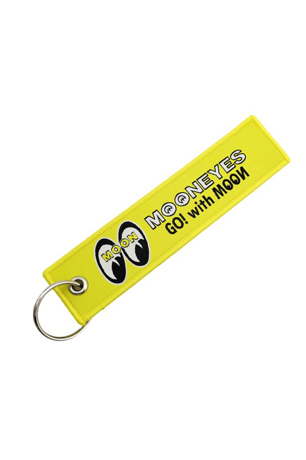 A JDM Culture Fabric Double Logo Embroidery Car Auto Keychain MOONEYES Keyring Personality Fashion .