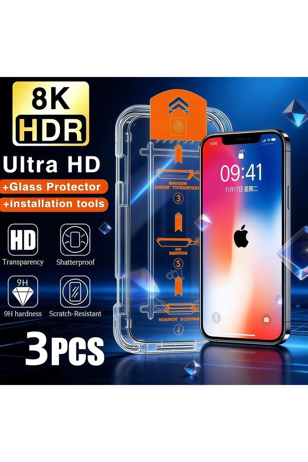 3 قطع لهاتف iPhone 13 FCGQ 3 قطع من واقي الشاشة المقاوم للزيوت والغبار سهل التركيب لهاتف iPh